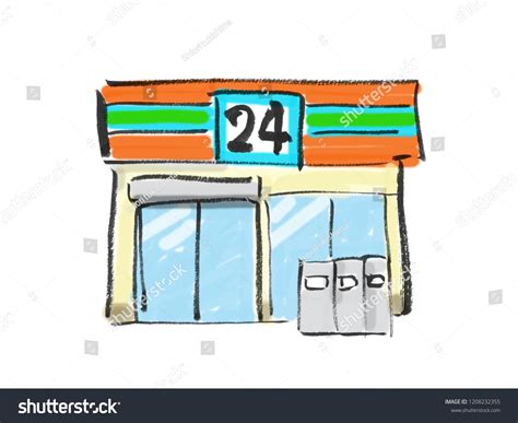 Freehand Drawing Illustration Convenience Store Shopping Stock ...