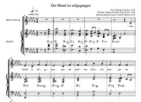 Der Mond ist aufgegangen Für Piano und Gesang janprimke de