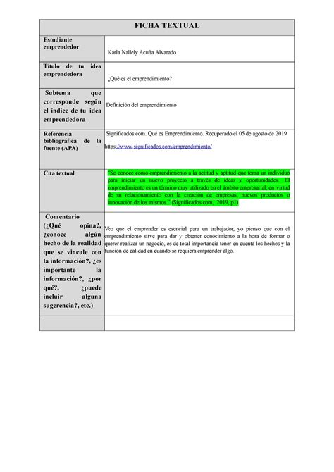 Formatos De Fichas Textual Y Ficha De Resumen FICHA TEXTUAL Estudiante