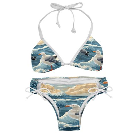 Seagull Detachable Sponge Adjustable Strap Bikini Set Two Pack Swim