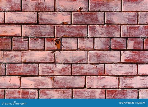 Old Red Brick Wall As A Background On A Spring Day Stock Photo