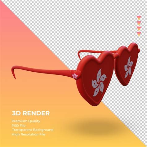 Premium Psd D Sunglasses Love Hongkong Flag Rendering Left View