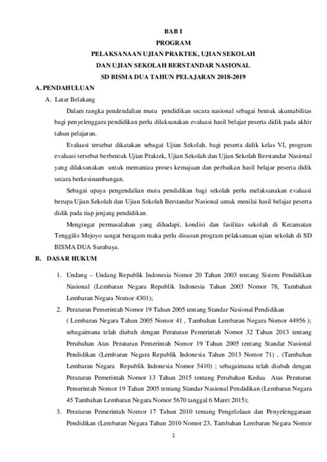 Contoh Proposal Ujian Sekolah Sd 2018 Sketsa