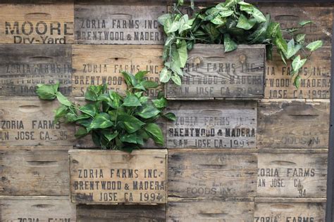 Wood Crate Wall Planters Farm Crates Wine Boxes On A Wall Etsy