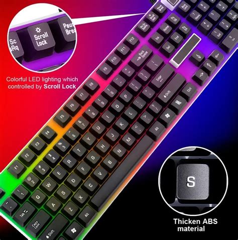 Kit Teclado Gamer Luz Rgb Iluminado Led Usb Alámbrico Mouse Mercadolibre