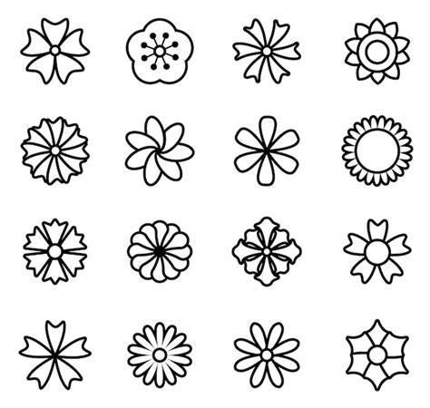 Esquema Determinado Del Ejemplo Del Vector Del Icono De La Flor