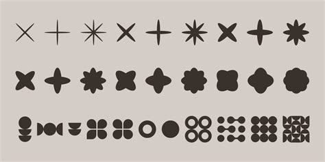 Retro Futuristic Sparkle Icons Collection Set Of Star Shapes Abstract