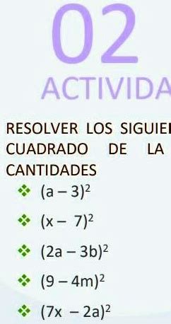 SOLVED Resolver Los Siguientes Ejercicios De Cuadrado De La Suma De