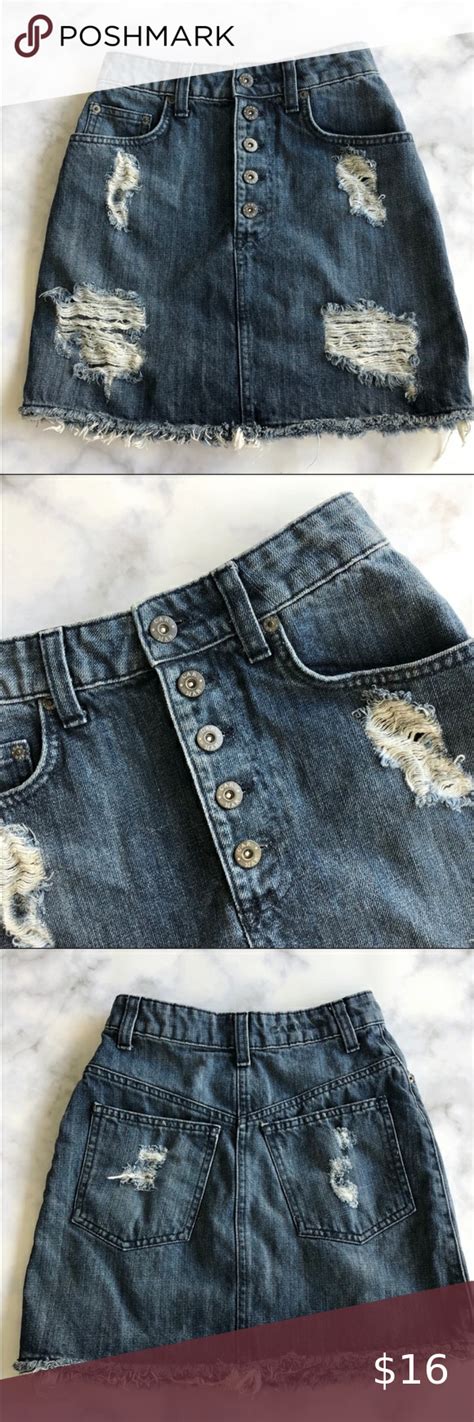 High Waist LF Carmar Distressed Denim Mini Skirt Denim Mini Skirt