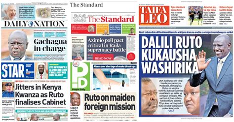 Kenyan Newspapers Review September 19 Disquiet In Kenya Kwanza As Uda