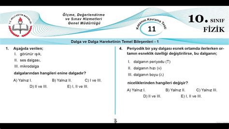 Dalgalar Z Ml Test Konu Zetli S N F Fizik Dalgalar Test Pdf