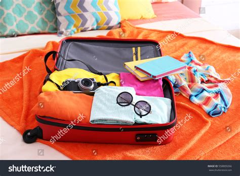 Open Suitcase Clothes Personal Things Packed Stock Photo Edit Now