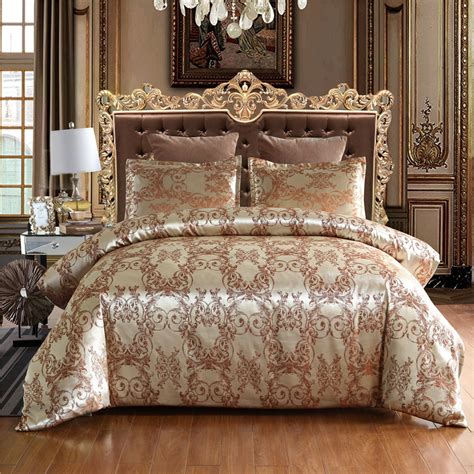 Duvet Cover Satin Bed Cover Gold Color Double Bedding Set – Anna's ...