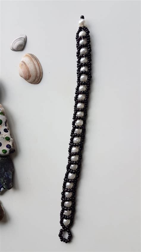 Handmade Black And White Beaded Bracelet Friendship Etsy