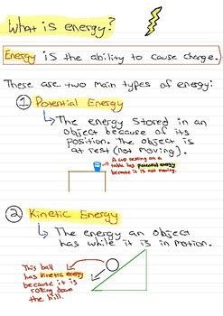 Potential Energy And Kinetic Energy Notes By Mr D And Science Tpt