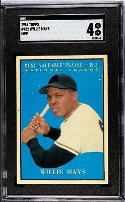 Topps Willie Mays Mvp Sgc Vg Ex Centered Giants Ebay