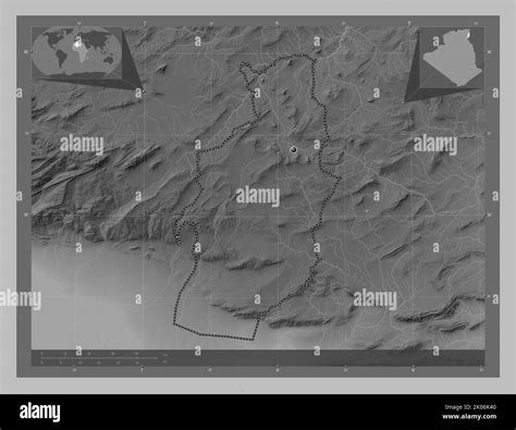 Tebessa Province Of Algeria Grayscale Elevation Map With Lakes And