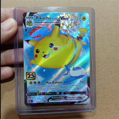 Jual Pokemon Card Edisi 25th Anniversary Hologram Vmax Pikachu Terbang