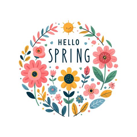 Premium Vector Hello Spring Background With Colorful Flowers Flat