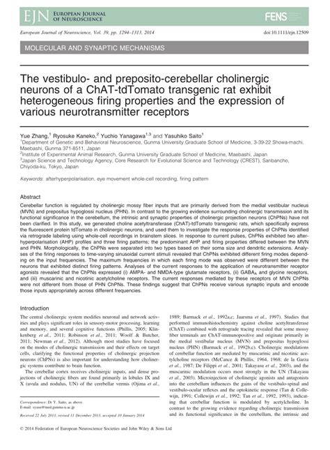 PDF The Vestibulo And Preposito Cerebellar Cholinergic Neurons Of A