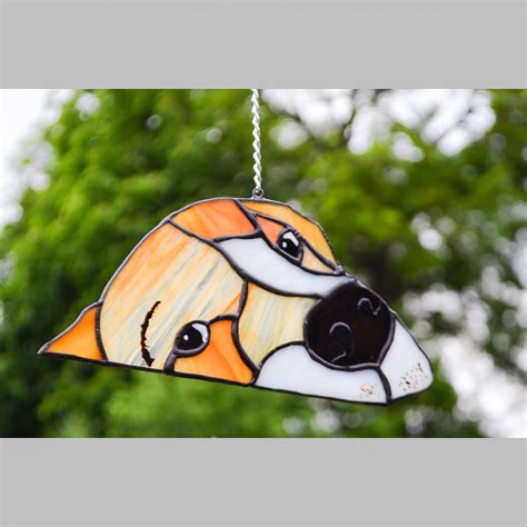 Stained Glass Funny Dog Suncatcher Playful Stained Glass Pup - Etsy