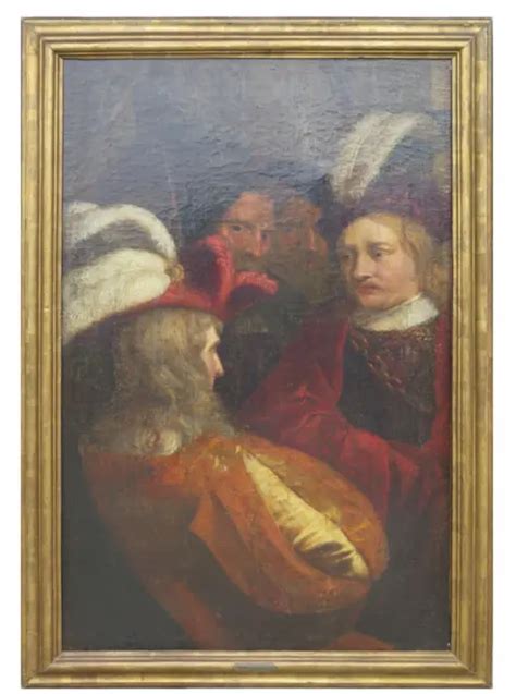 Tableau Ancienne Peinture Flamand Huile Sur Toile Figures De Gerrit Van