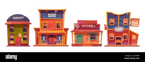 Wild West Buildings Set Saloon Bank Sheriff And Store Wooden