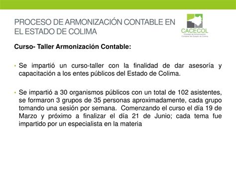 Ppt Proceso De Armonizacion Contable En El Estado De Colima