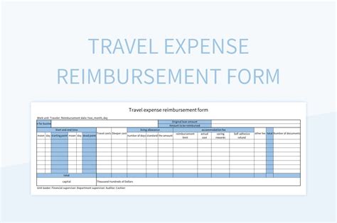 Travel Expense Reimbursement Form Excel Template And Google Sheets File