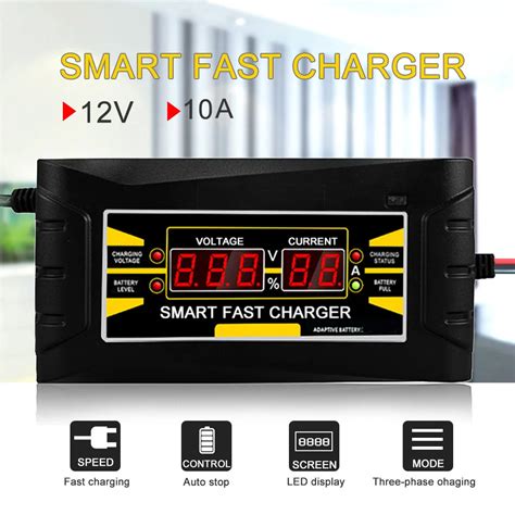 Full Automatic Smart Car Battery Charger12V 10A Lead Acid/GEL Battery ...