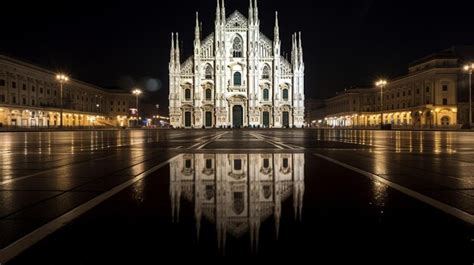 Premium AI Image | Night view of Duomo di Milano