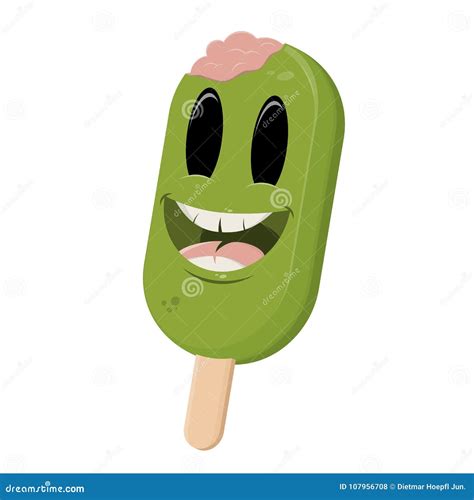 Funny Zombie Popsicle With Brain Stock Vector Illustration Of Cream