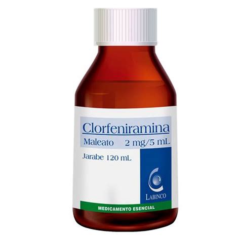 Clorfeniramina Maleato 2mg 5ml Jarabe Frasco X 120 Ml