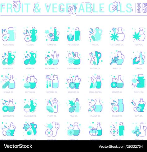 Set Blue Line Icons Oils Royalty Free Vector Image