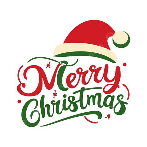 Merry Christmas Santa Hat Vector Lettering Red Green Typography