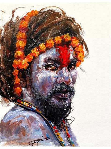 Naga Sadhu With Garland On Head | Acrylic on Canvas | By Jugal Sarkar ...