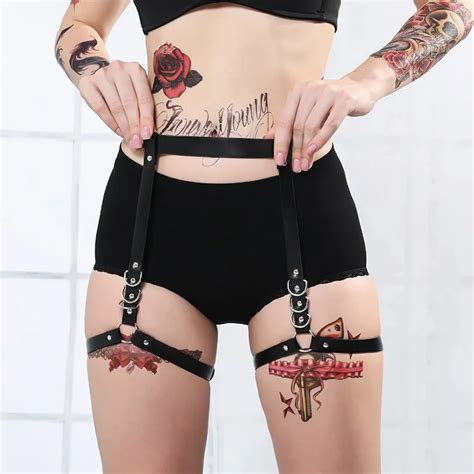 Uaang Women Sexy Body Bondage Harness Garter Crop Top Belt Bra Leg