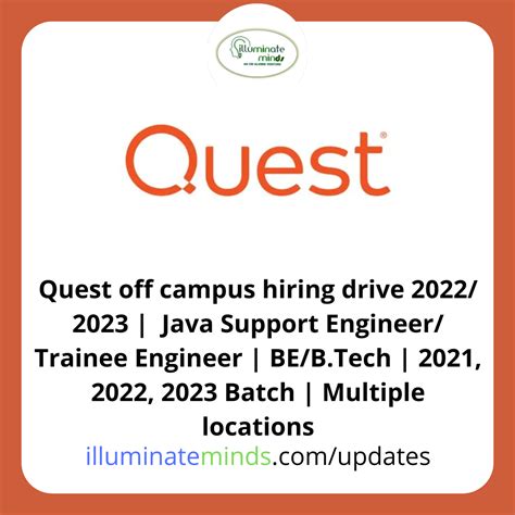 Quest Off Campus Hiring Drive Java Support Engineer