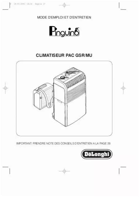 Notice DELONGHI PAC GSR MU Trouver une solution à un problème