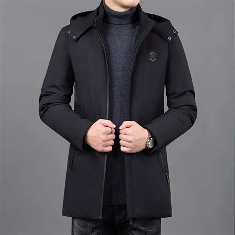 Модные брендовые куртки и пальто с капюшоном, мужские корейские зимние ...