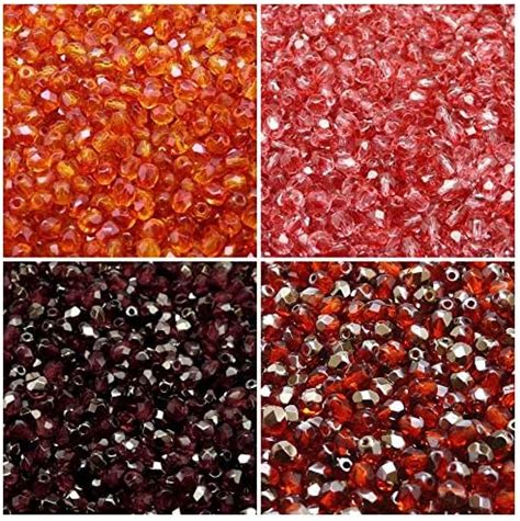 Amazon Beads Czech Fire Polished Faceted Glass Beads Round Mm