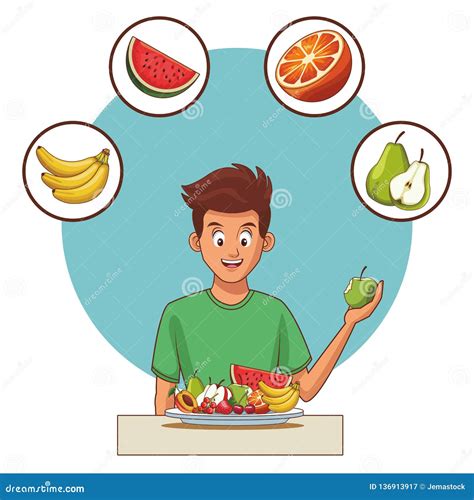 Balanced Diet Young Man Stock Vector Illustration Of Ingredient