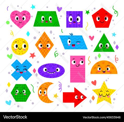 Math Geometry Basic Shape Funny Characters Set Vector Image