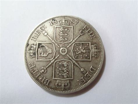 Victoria Dei Gratia Def Britt Reg 1887 Fid Silver Double Florin Ebay