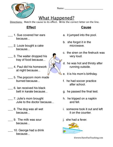 Free Cause And Effect Worksheets 6th Grade