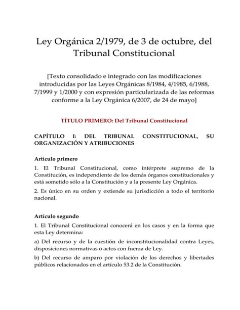 Ley Orgánica Del Tribunal Constitucional