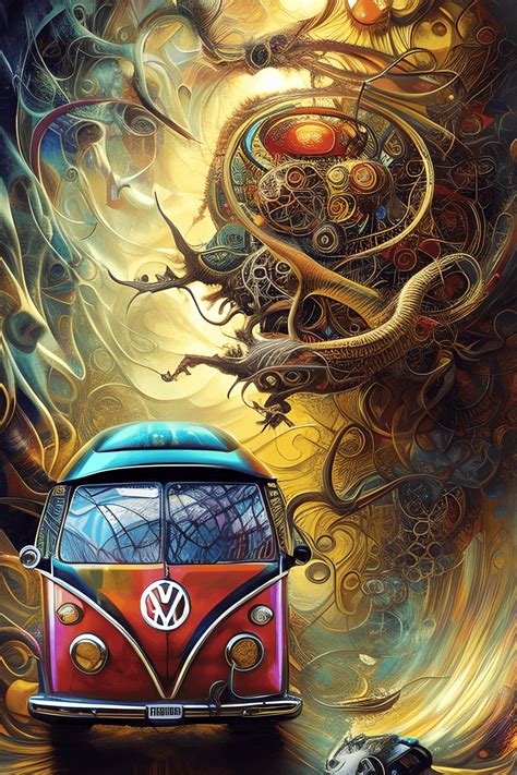 Vw Bus Graphic Vw Bus Graphic Intricately Rendered Vw Bus Graphic