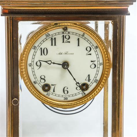 Vintage Glass Encased Brass Seth Thomas Mantel Clock Ebth