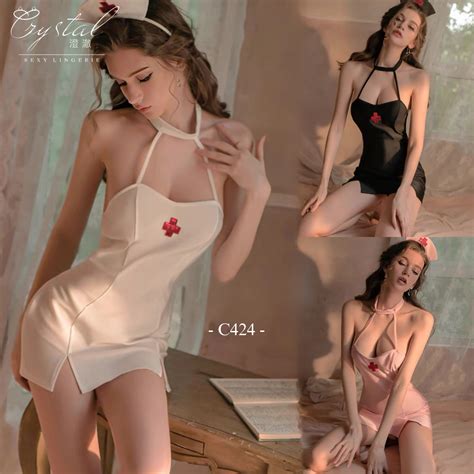 Jual Crystal Sexy Lingerie Cosplay Nurse Kostume Suster Wanita Dress