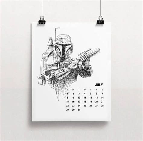 2018 Calendar Printable Star Wars Calendar Holiday Gift | Print ...